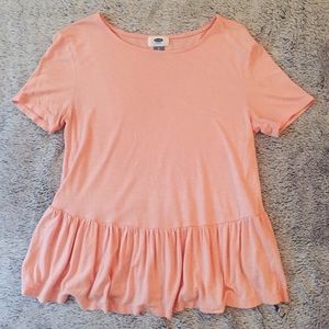 Old Navy Pink Ruffle Hem Short Sleeve Top